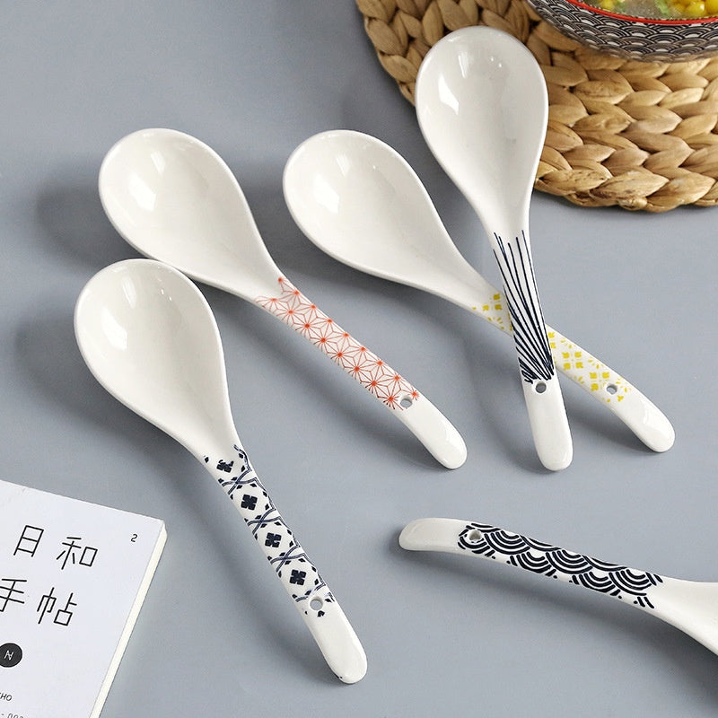 Locaupin Soup Spoons, Ceramic Chinese Soup Spoons, Asian Soup Spoons, White Japanese Spoon
