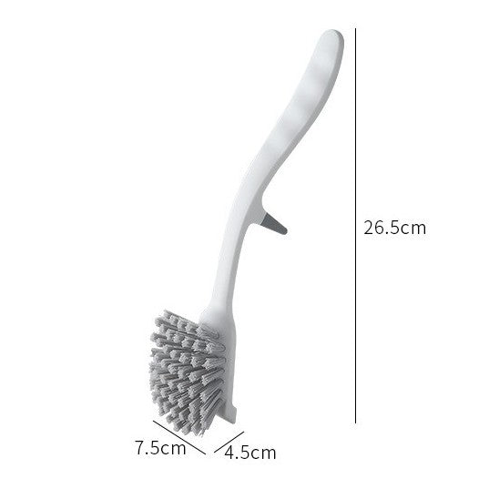 Locaupin Kitchen Brush Sink Bathroom Brushes with Scraper Tip Comfortable Grip Bristles for Pot Pan Cast Dishes Cleaning