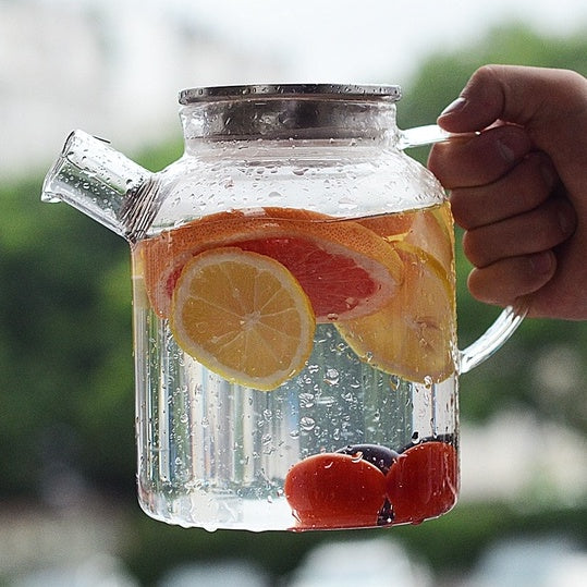 Locaupin 1500mL150ā Heat-resistant Borosilicate Glass Bottle Pitcher ,Glass Cups Hot Cold Water Juice Beverage Carafe