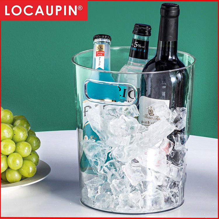 Locaupin Transparent Ice Bucket Holder for Indoor and Outdoor, Multi-purpose Storage,Office Home Trash Can With Handle