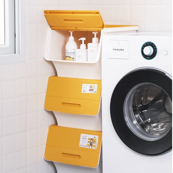 Locaupin High Quality 24/34L Plastic Stackable Storage Bins with Lids Storage Box Stackable Container Organizer