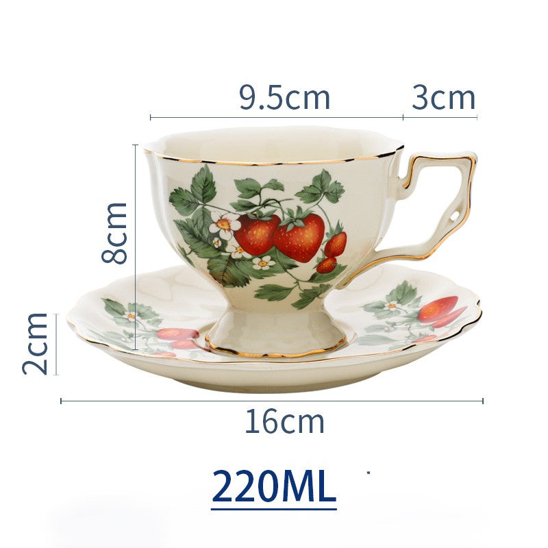 Locaupin Ceramic Tea Pot, Coffee Pot, European Ceramic Vintage Teapot with Gold Edge Strawberry Cute Design,Good Gift