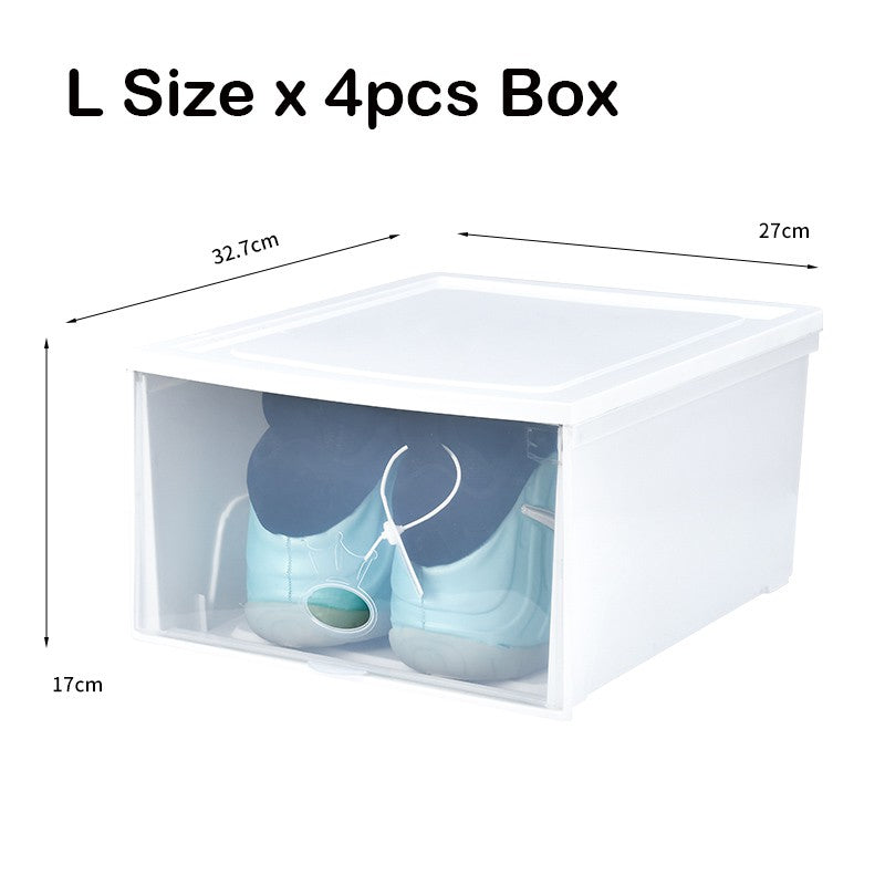 Locaupin 6pairs Stackable Transparent Shoes Storage Cabinets Box Shoe Container Plastic Shoe Organization Home Storage