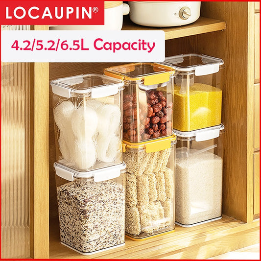 Locaupin BPA FREE 4.2/5.2/6.5L Capacity Airtight Food Storage Container Pet Kitchen &Pantry Organization Food Dispensers