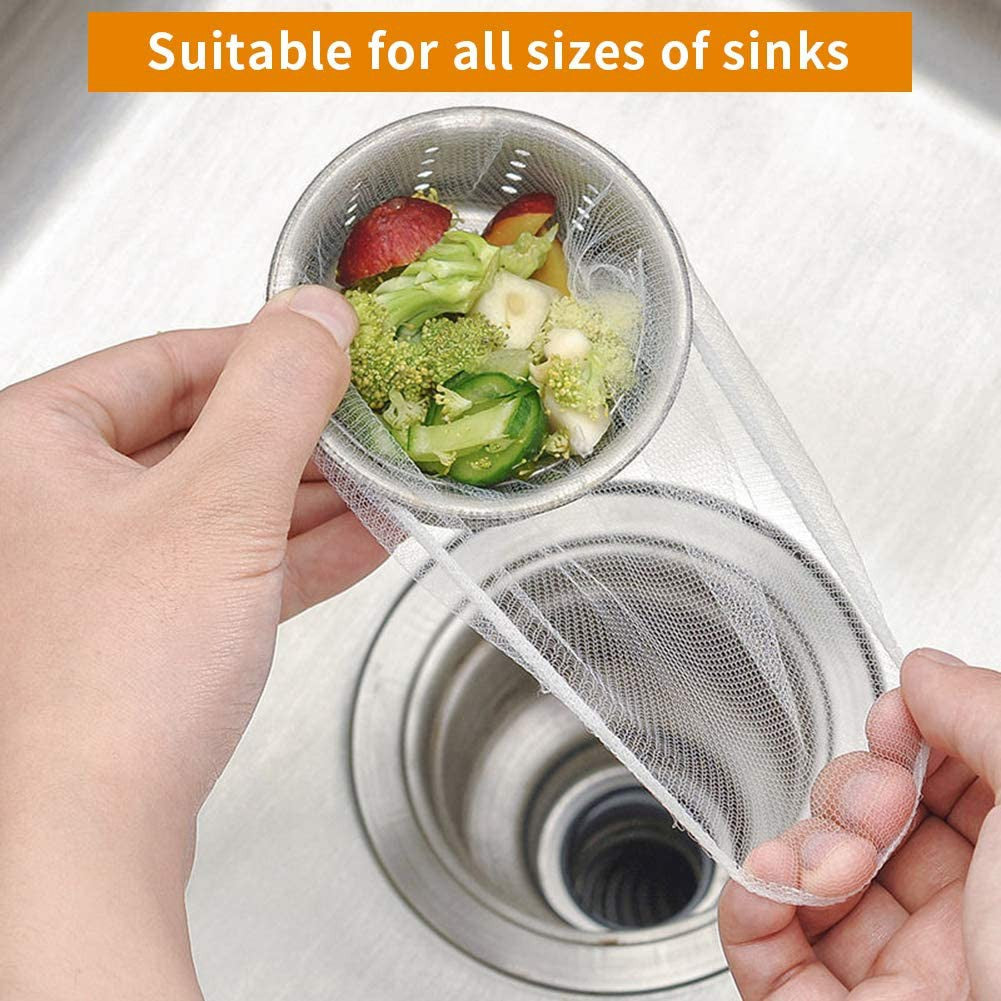 Locaupin 50pcs Sink Strainer Bag Disposable Mesh Strainers Draining Bags for Kitchen and Bathroom
