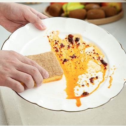 Locaupin Kitchen Two in one Magical Wood pulp Sponge Non-Scratch Scrub Sponges Cleans Fast without Scratching-1pcs