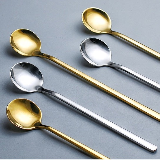 Locaupin Stainless Steel Gold Leaf Coffee Spoon Creative Tableware Dessert Spoons, Teaspoon