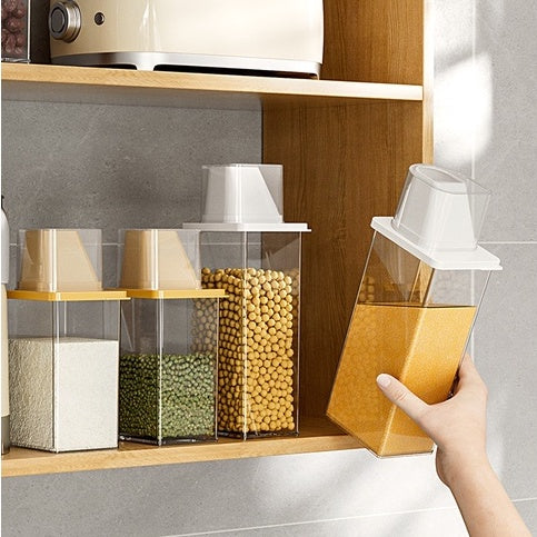 Locaupin Large BPA -Free Plastic Food Saver, Kitchen Food Cereal Storage Containers with measuring cup Food Dispenser