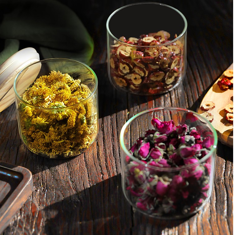 Locaupin Glass Borosilicate Glass Dry Food Storage Container Food Dispensers With Cover