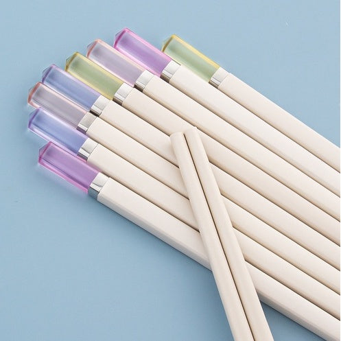 Locaupin 5 Pairs Reusable Chopsticks Dishwasher Safe,Fiberglass Chopsticks Set, Non-Slip, Easy to Use