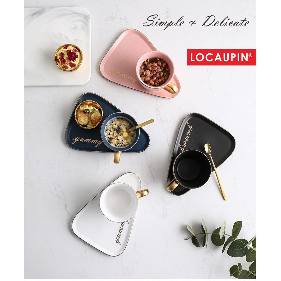 Locaupin Ins Coffee Mug Elegant Ceramic Mug Set Creative Coffee Mug for Breakfast Milk Tea Cups New Year Mug Gift