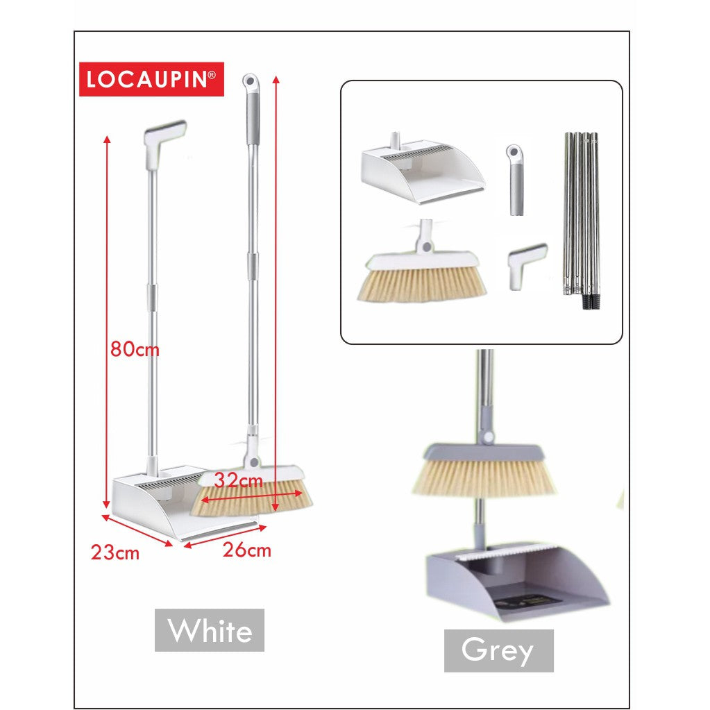 Locaupin Home Kitchen office Floor Broom Dustpan Set Outdoor Broom Set Self-Cleaning Dustpan Teeth Sweeping Tools