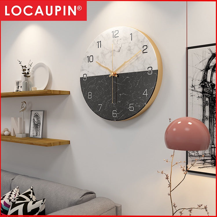 Locaupin Large Wall Clock Black Metal Battery Operated Wall Clock, Silent Clock Modern Home Decor for Living Room/Office