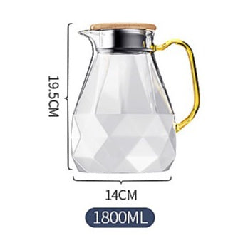 Locaupin 1800mL150ā Heat-resistant Borosilicate Glass Bottle Pitcher ,Glass Cups Hot Cold Water Juice Beverage Carafe