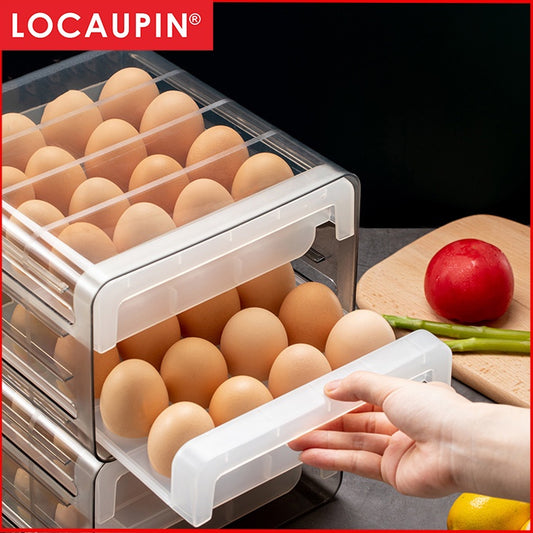 Locaupin 32 Grid Large Capacity Eggs Holder for Refrigerator, Household Multi-Layer  Eggs Fresh Storage Box for Fridge