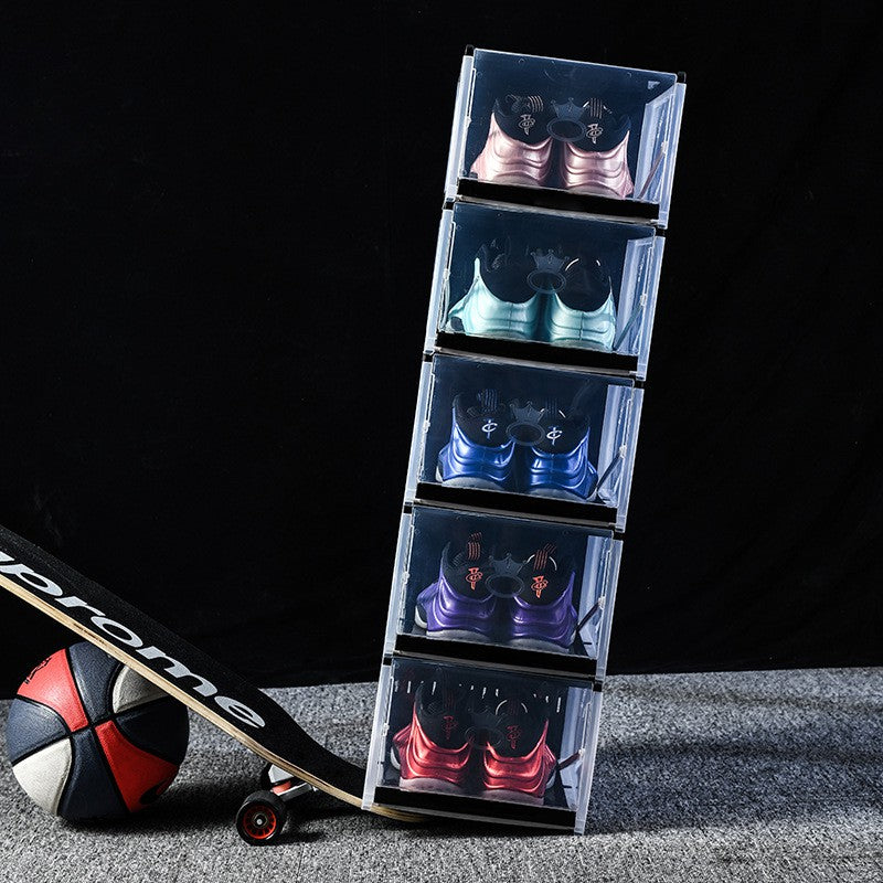 Locaupin 6pairs Stackable Transparent Shoes Storage Cabinets Box Shoe Container Plastic Shoe Organization Home Storage