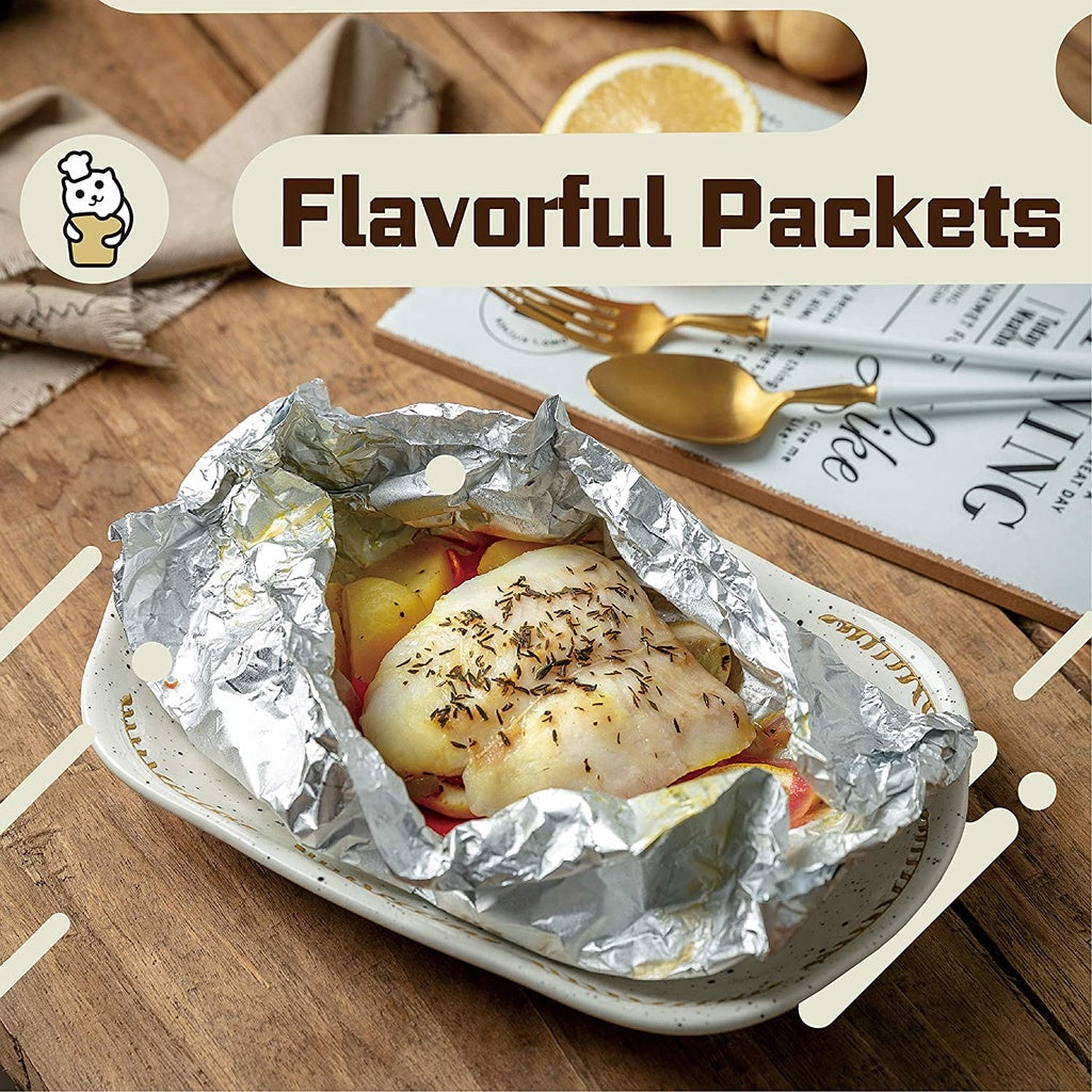 Locaupin Non Stick Aluminum Foil Roll, Grilling Nonstick Foil Wrap for Cooking, Roasting, BBQ, Baking,Non-Stick Coating