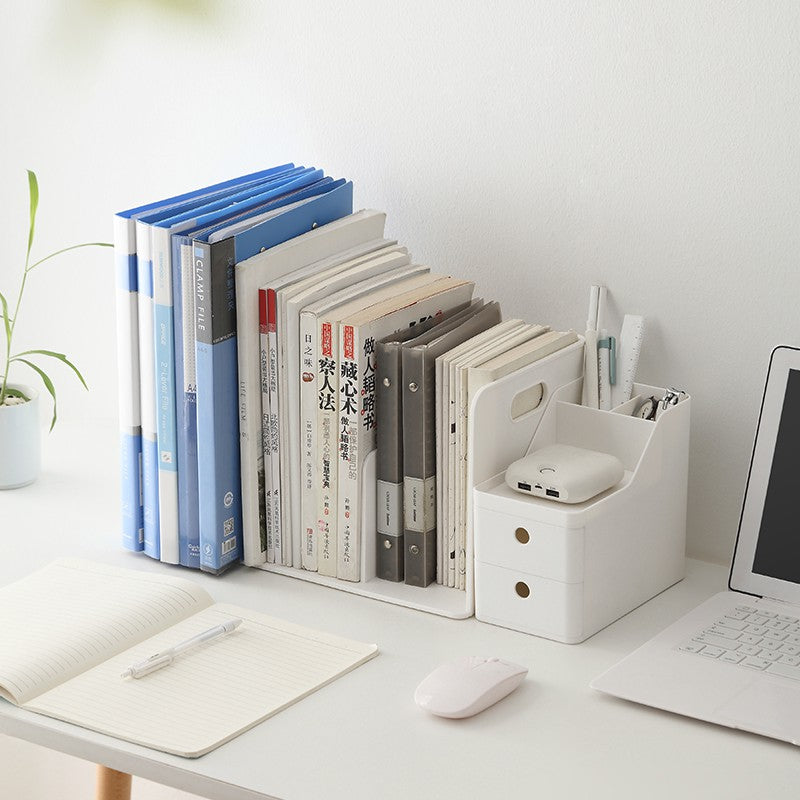 Locaupin Desk Drawer Organizer Shelf with Expandable Storage for Office and Home Tabletop Books Holder