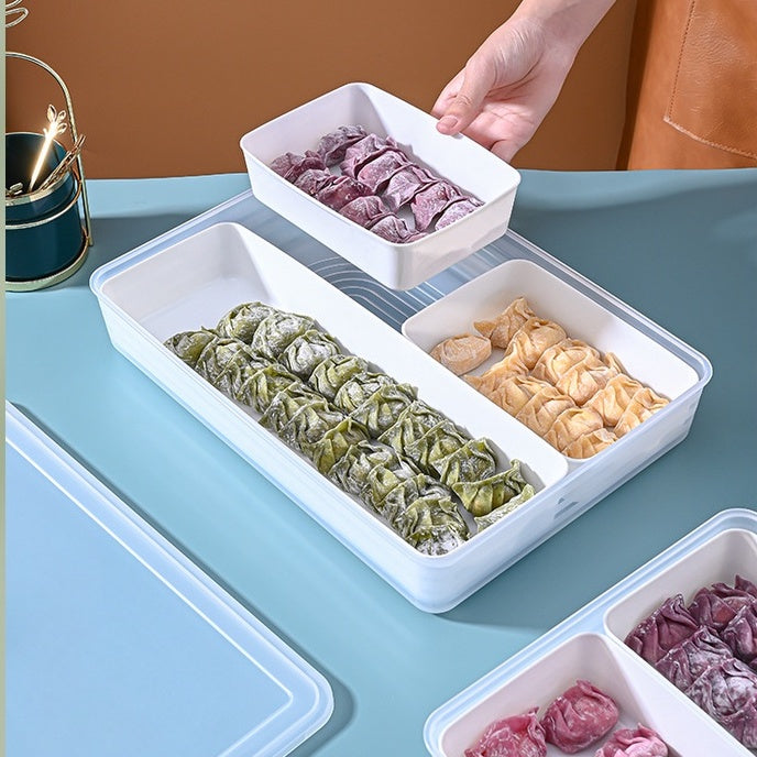 Locaupin Food Storage Containers Stackable Refrigerator Organizer Bins with Lids with Removable Compartment Basket
