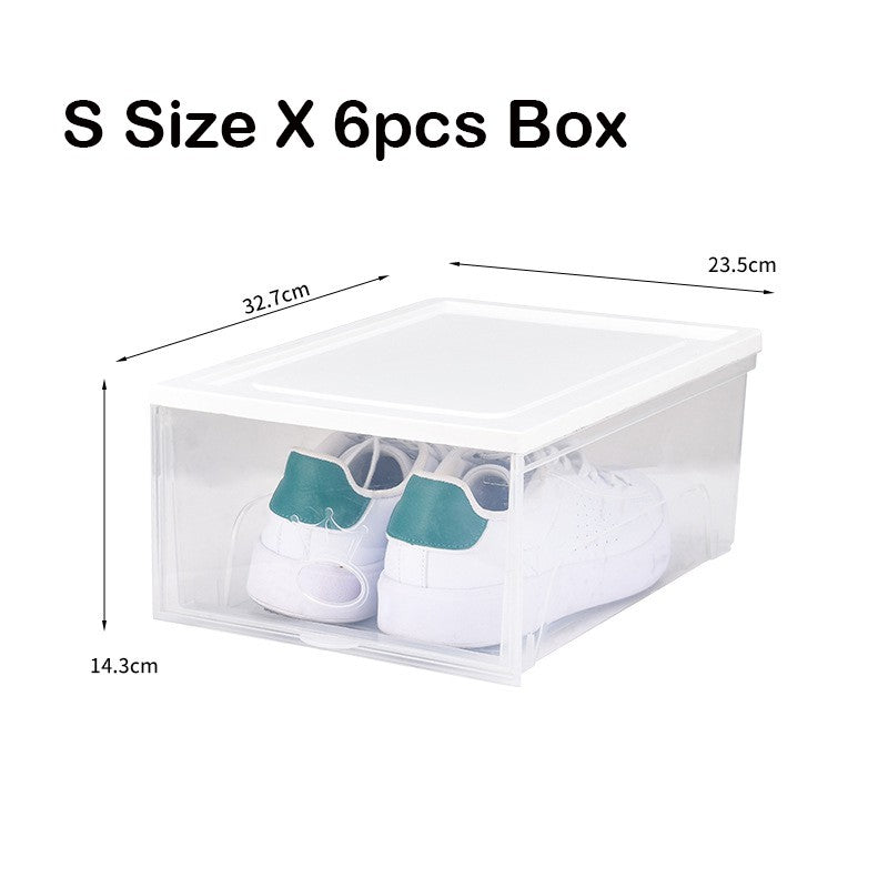 Locaupin 6pairs Stackable Transparent Shoes Storage Cabinets Box Shoe Container Plastic Shoe Organization Home Storage