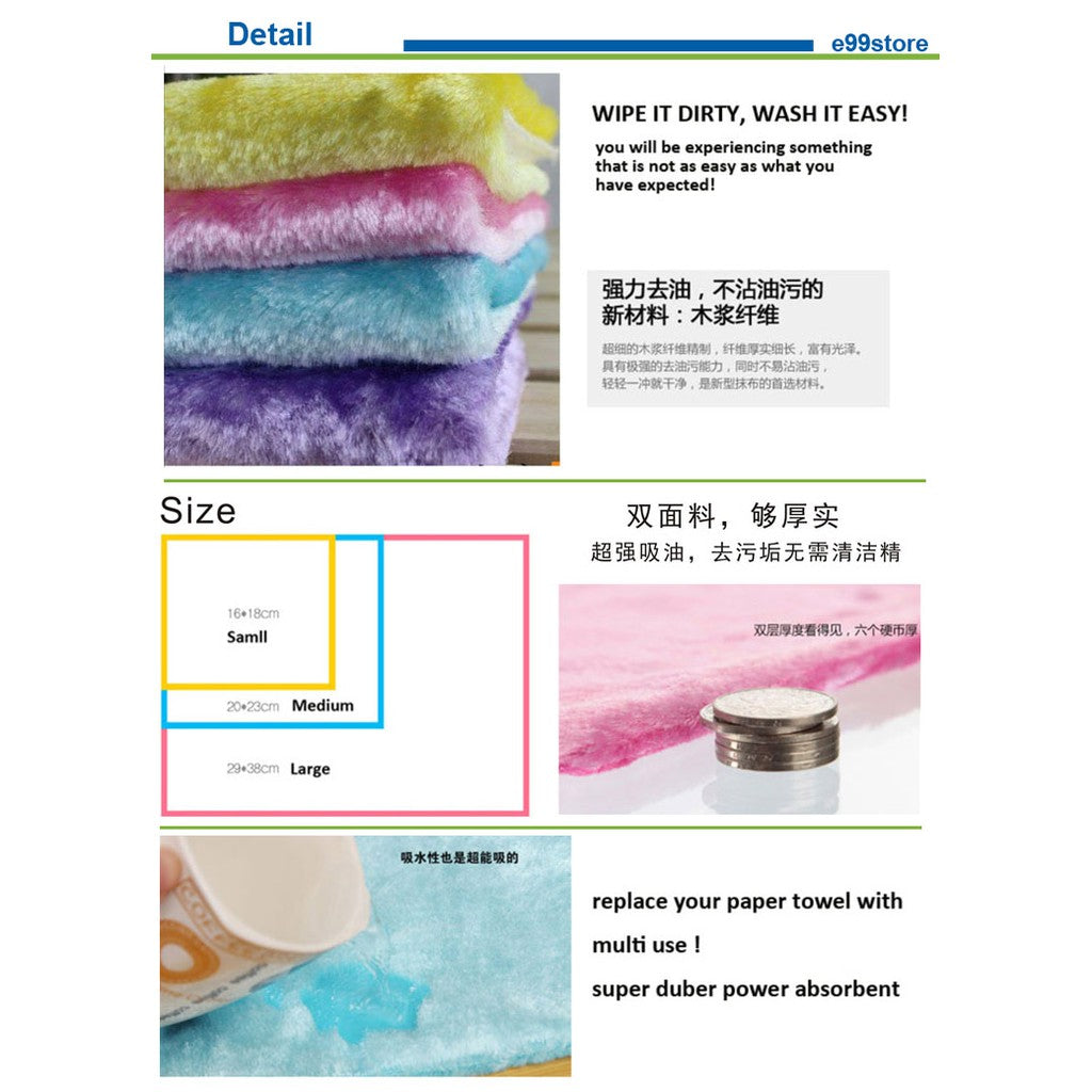 Locaupin Super Absorbent Natural Wood Fiber Cleaning Towel EasyTheory Free of Stain&Grease,Thick Absorbent Towels