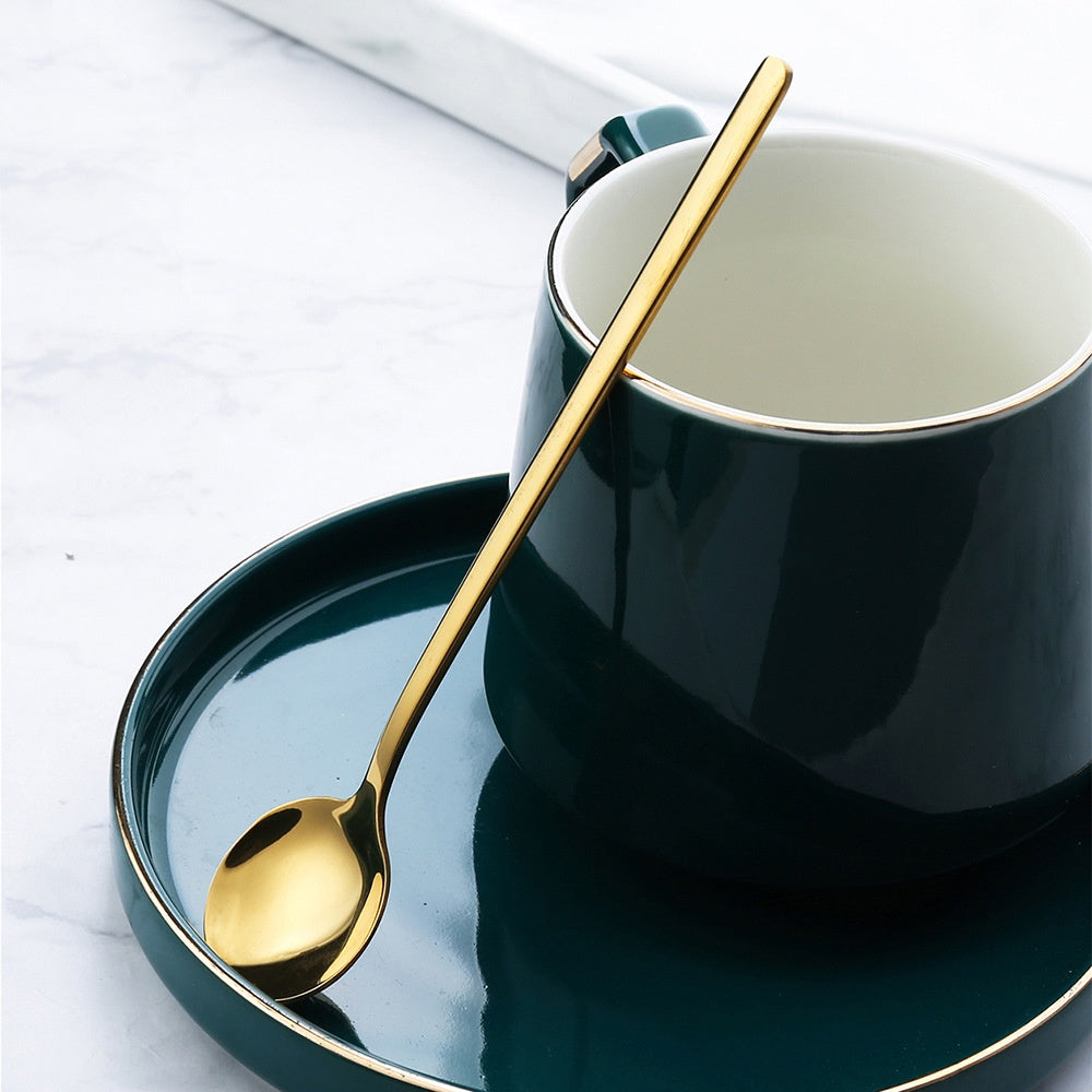 Locaupin Stainless Steel Gold Leaf Coffee Spoon Creative Tableware Dessert Spoons, Teaspoon