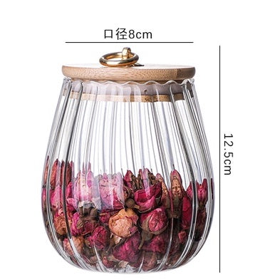 Locaupin Borosilicate Glass Storage Jars ,Clear Glass Food Storage Containers with Airtight Wood Lid Kitchen Canisters