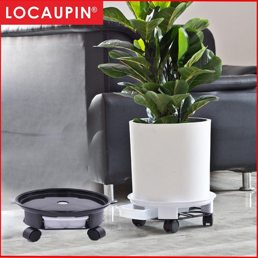 Locaupin Flower Pot Holder with Wheels & Drain Tray, Move Garden Plant Stand Plant Pallet,Big Loading Capacity