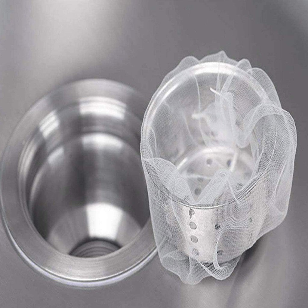 Locaupin 50pcs Sink Strainer Bag Disposable Mesh Strainers Draining Bags for Kitchen and Bathroom