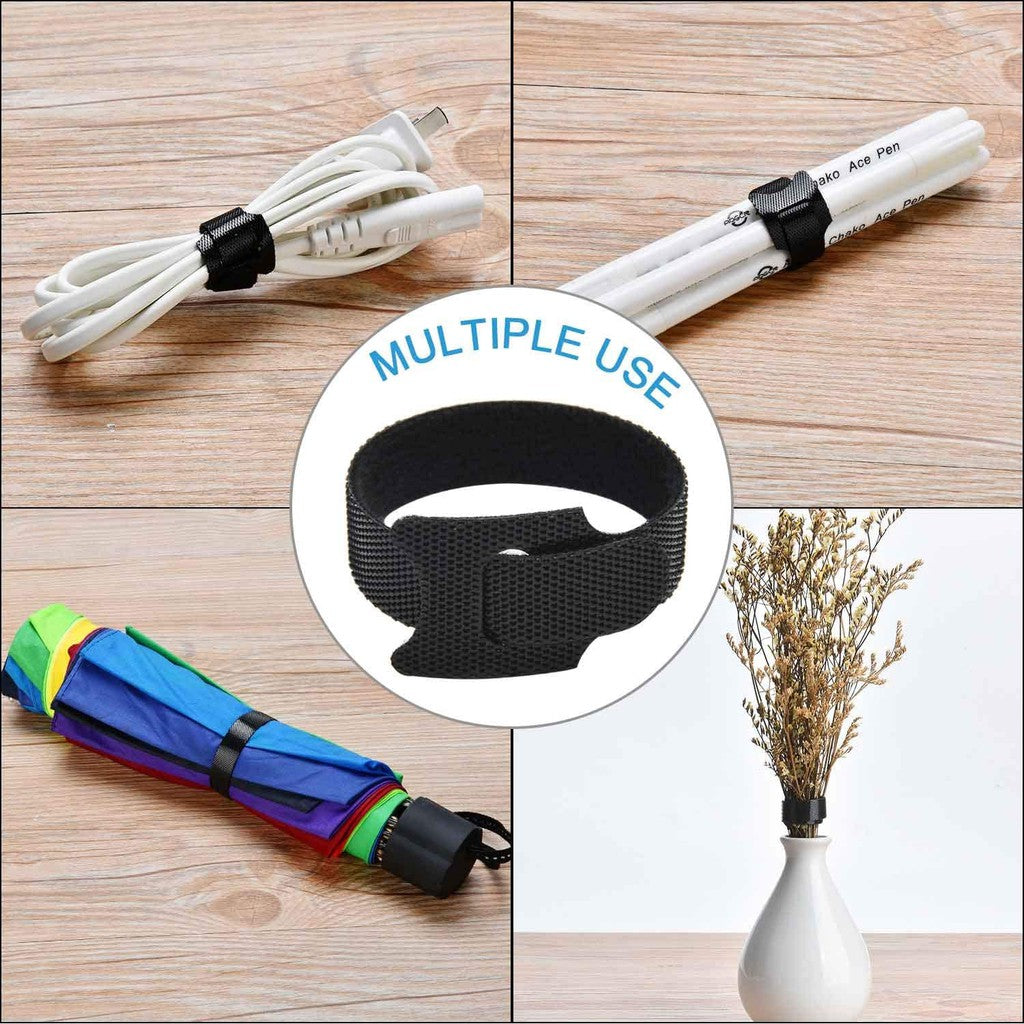Locaupin 6pcs Reusable Hook and Loop Cord Organizer Cable Ties for Cord Management and Desk or Office Organization