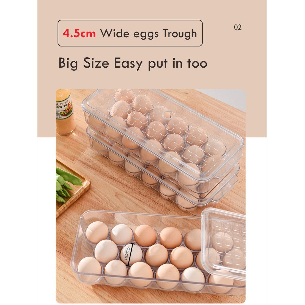 Locaupin Stackable Refrigerator 18/34pcs Eggs Storage Box Eggs Dispensers Egg Storage Bin With Lid