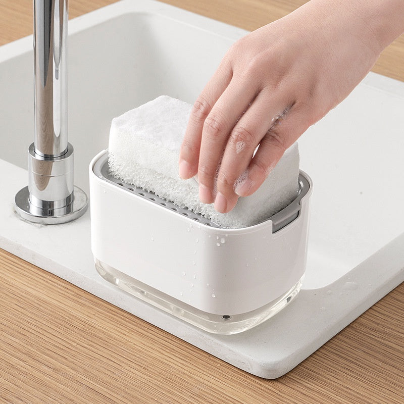 Locaupin High-Quality Soap Dispenser for Kitchen Sink, Countertop Soap Pump with Sponge Caddy Sponge Holder