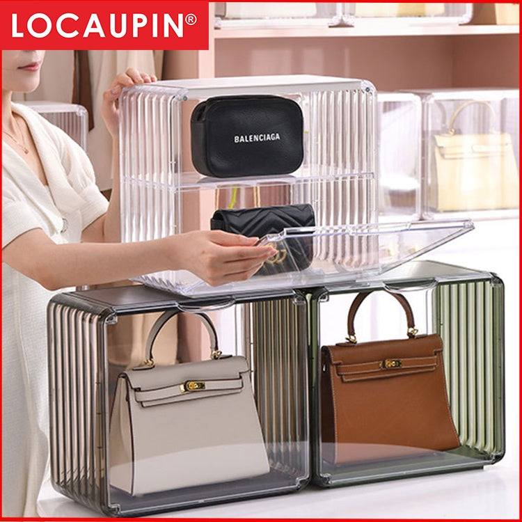 Locaupin Clear Plastic Storage Display Case, Organizer for Handbag, Model ,Wallet, Book, Toys Organization and Display