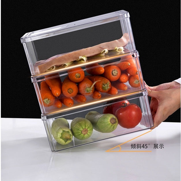 Locaupin Food Storage Containers Stackable Refrigerator Freezer Organizer Fresh Keeper Container with Lids