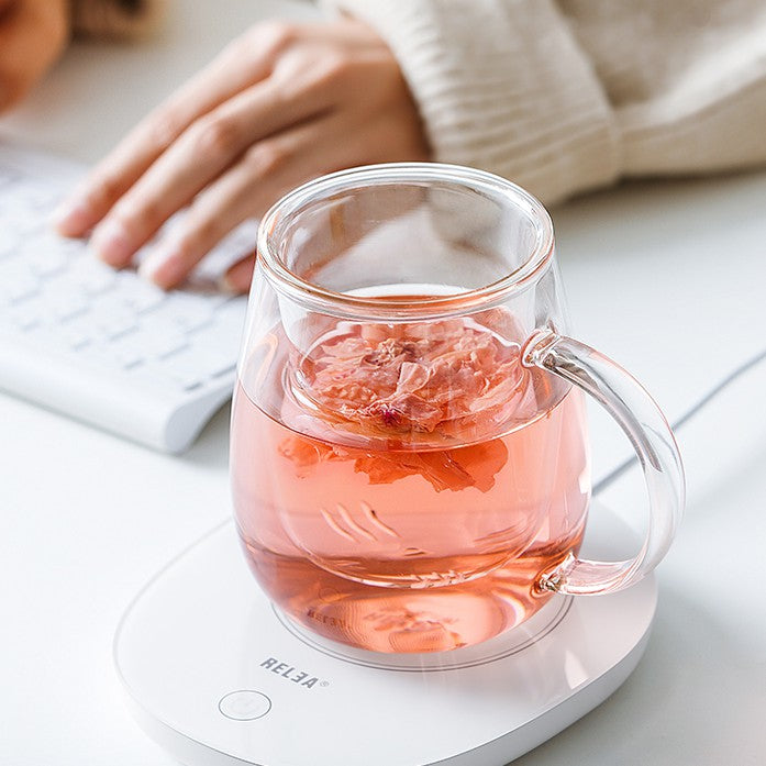Locaupin 500mL 150℃ Heat-resistant Tea Cups Kits Borosilicate Glass Cups Simple Filtration Teacups Great Coffee Mugs