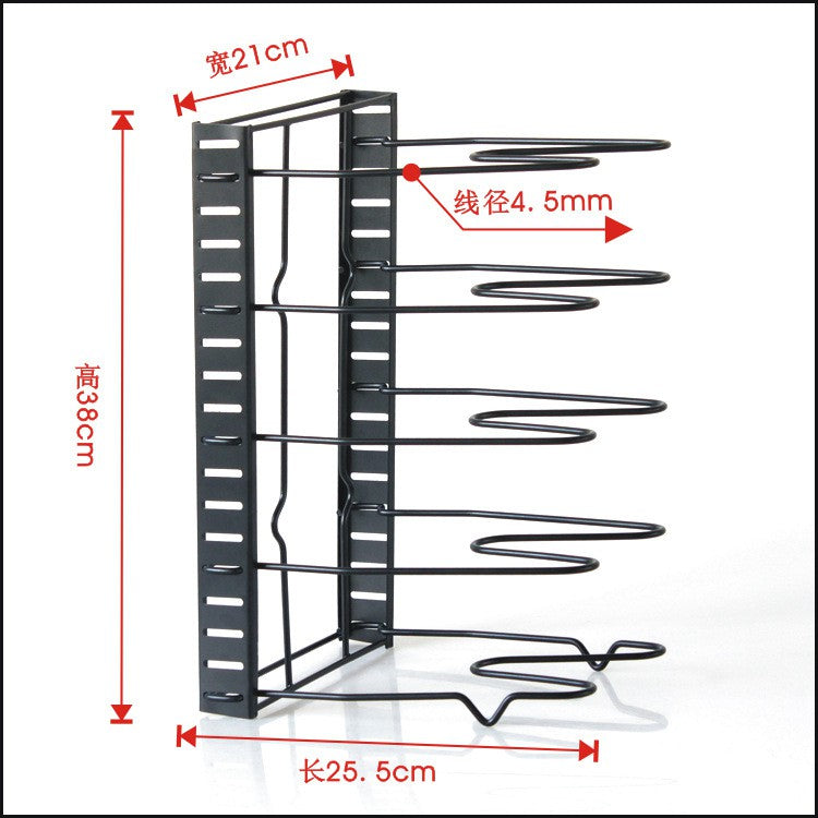 Locaupin Pots and Pans Organizer Pot Rack Organizer Adjustable 8 Tiers Pan Rack for Kitchen Counter Cabinet