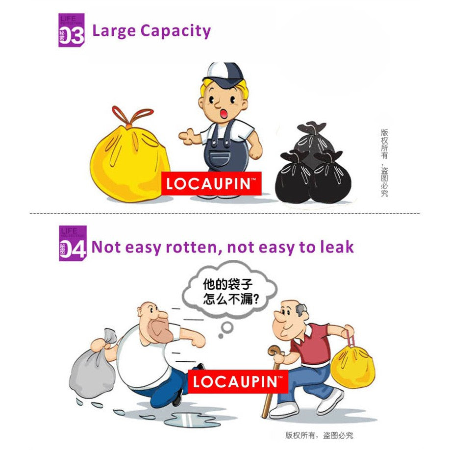Locaupin 80x100cm Big Size Garbage Bags Kitchen Garbage Bags office With Rope Bin Bags Trashs Garbage Bags (30pcs)