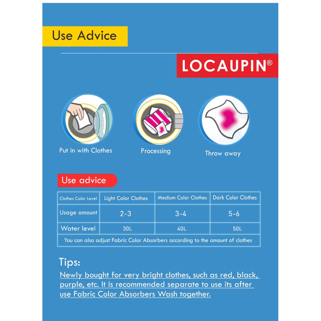 Locaupin Carbona Color and Dirt Grabber Fabric Color Absorber 30 Sheets