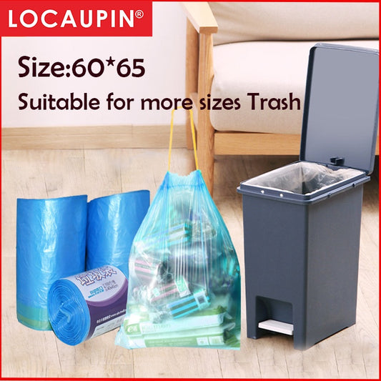 Locaupin 100pcs Garbage/Trash Bags Kitchen Garbage/Trash Bags office Garbage Bags With Rope Bin Bags Trashs Garbage Bags