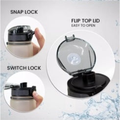 Locaupin Gradient Frosted Fitness Sports Water Bottle Snap Design Lid For Student to Outdoor Running Cycling Gym Workout