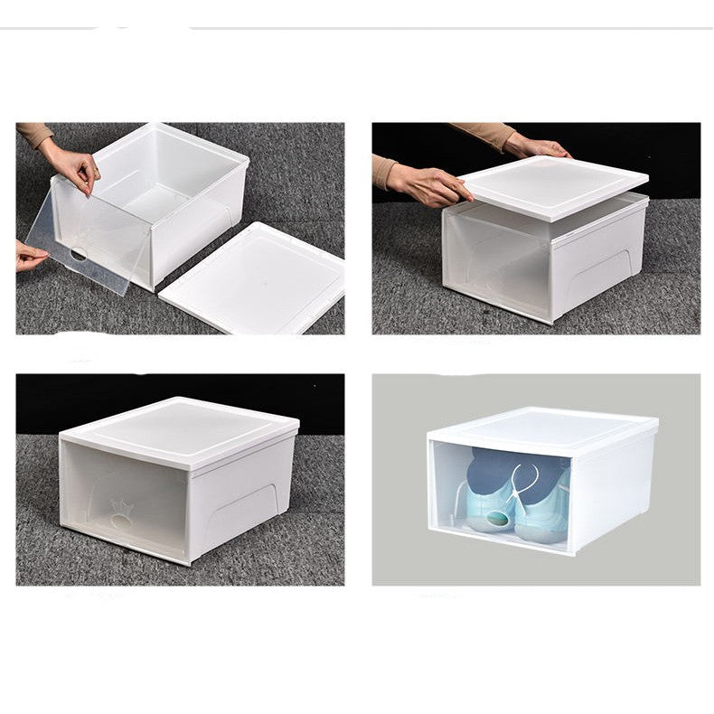 Locaupin 6pairs Stackable Transparent Shoes Storage Cabinets Box Shoe Container Plastic Shoe Organization Home Storage