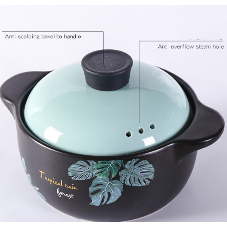 Locaupin Ceramic Stockpot, Stovetop Ceramic Cookware, Soup Pot Stew Pan Casserole Clay Pot Earthen Pot Healthy Stew Pot