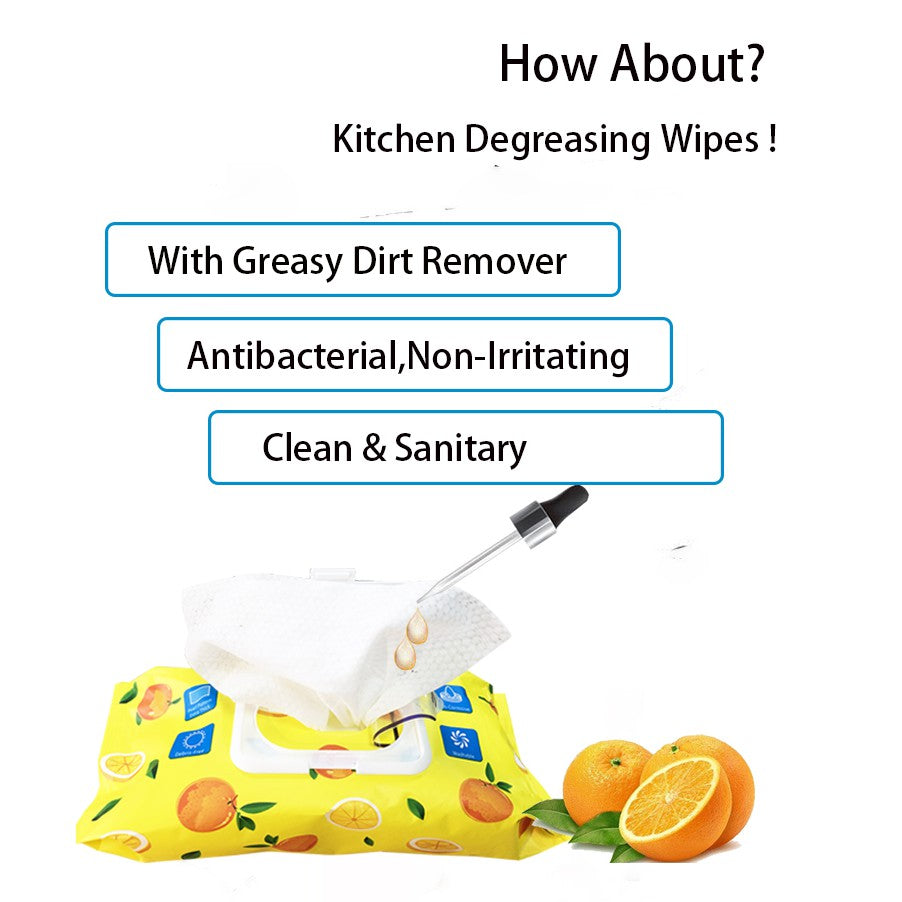 Locaupin 50pcs Kitchen Degreasing Wipes Kitchen Cleaning Multi Purpose Scented Wipes