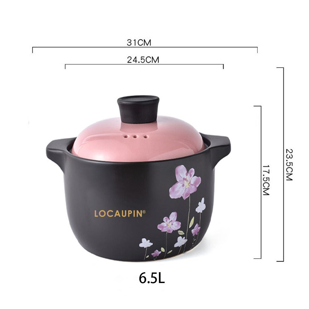 Locaupin Ceramic Stockpot, Stovetop Ceramic Cookware, Soup Pot Stew Pan Casserole Clay Pot Earthen Pot Healthy Stew Pot
