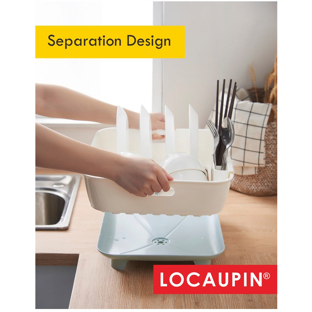 Locaupin Kitchen Dish Drying Rack with Drain Board, and Detachable Dish Draining Board Kitchen Storage Dish Rack
