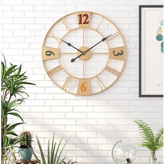 Locaupin Large Wall Clock Black Metal Battery Operated Wall Clock, Silent Clock Modern Home Decor for Living Room/Office