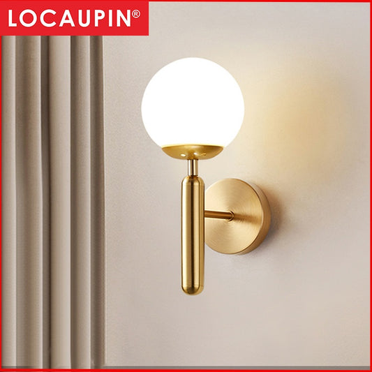 Locaupin Dimmable Round Shaped Wall Lamp Mount Single Farmhouse Light Fixture Indoor Outdoor Vintage Style