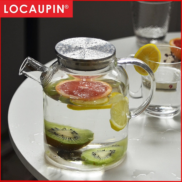 Locaupin 1500mL150ā Heat-resistant Borosilicate Glass Bottle Pitcher ,Glass Cups Hot Cold Water Juice Beverage Carafe