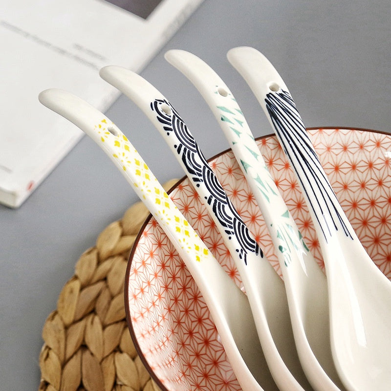 Locaupin Soup Spoons, Ceramic Chinese Soup Spoons, Asian Soup Spoons, White Japanese Spoon