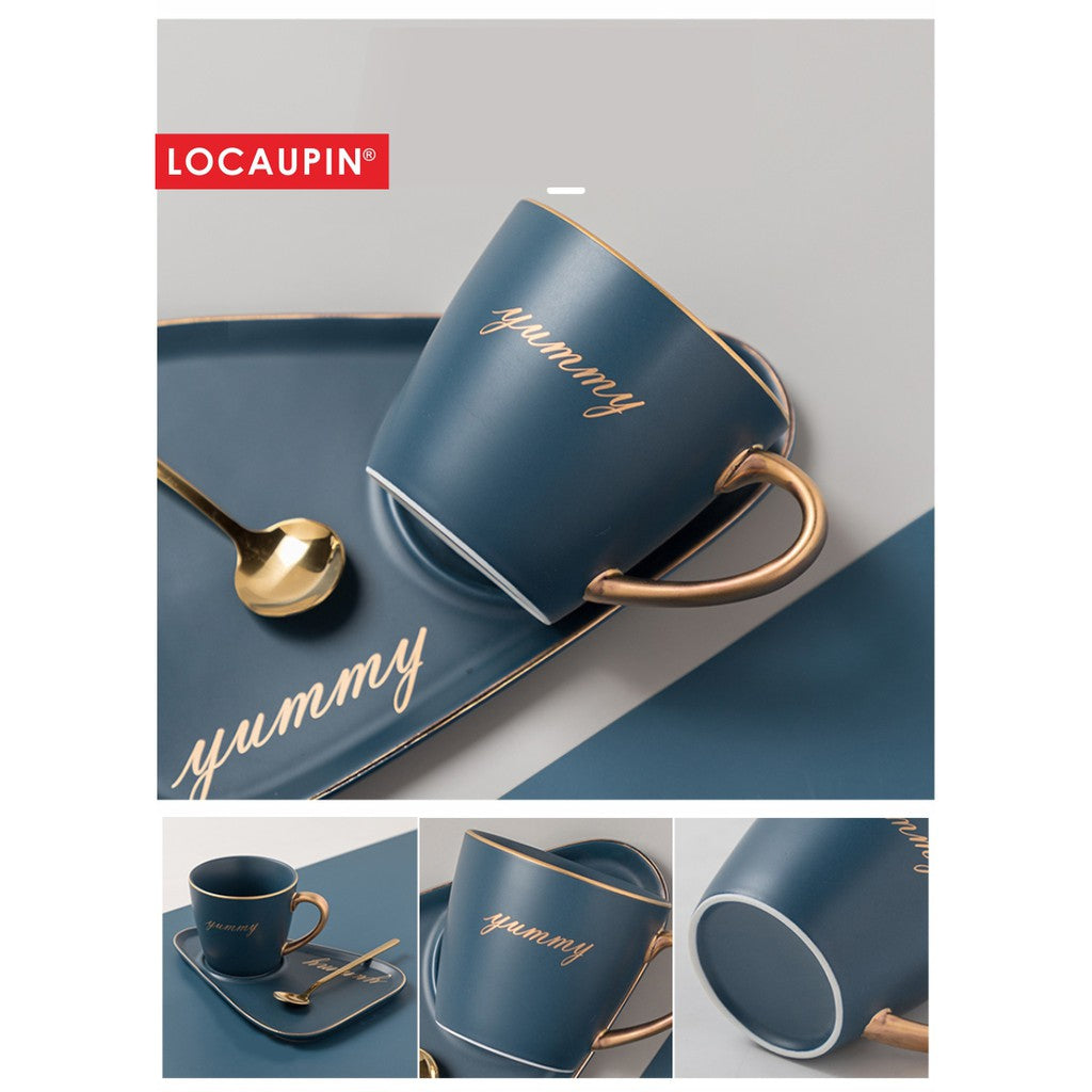 Locaupin Ins Coffee Mug Elegant Ceramic Mug Set Creative Coffee Mug for Breakfast Milk Tea Cups New Year Mug Gift